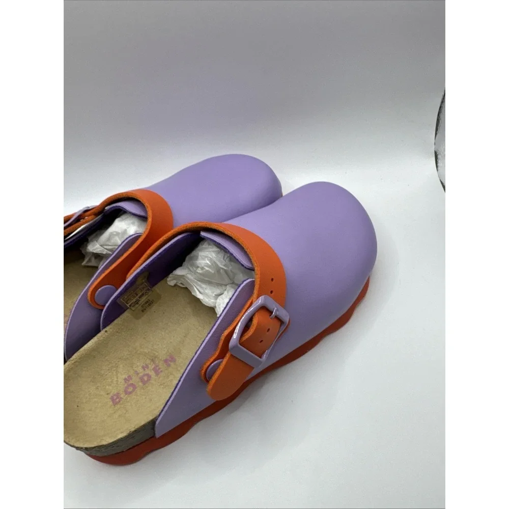 Mini Boden Girls Size 34 US 3 Orange And Purple Clogs #1006